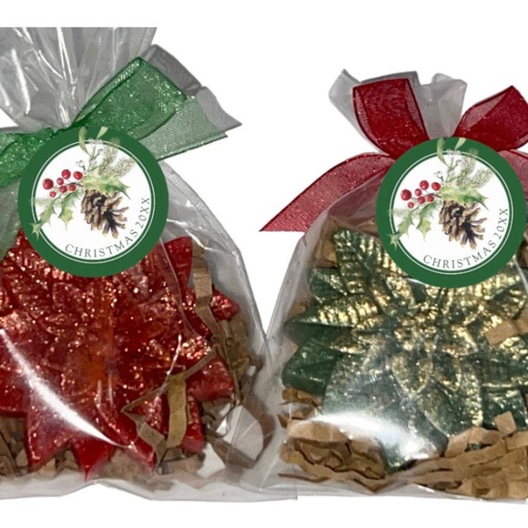 Set 6, Christmas Poinsettia Flower, Artisian Holiday, Baby Shower, Bathroom - Picture 4 of 13